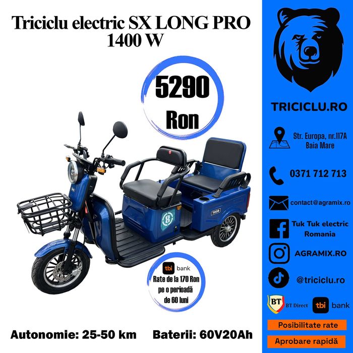 Tricicluelectric 1400 W SXLONG-Pro nou Agramix