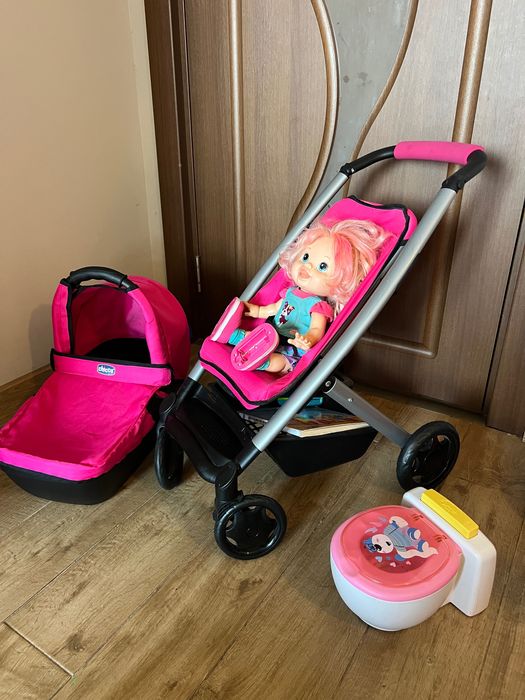 Количка за кукли chicco + кукла, baby born тоалетна