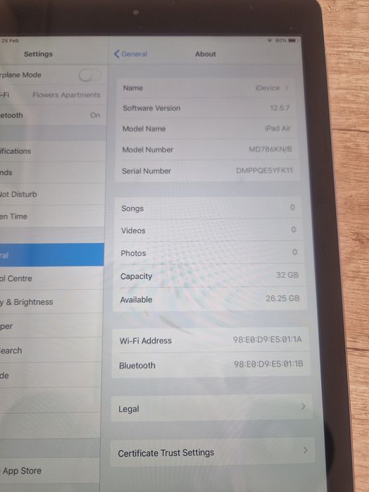IPad Air 1 WiFi 32 GB модел A1474