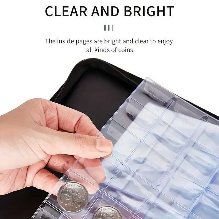 класьор за 480 броя монети до 30 мм. - Екокожа с цип