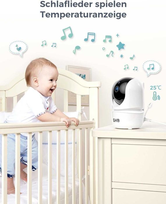 Видео бебефон GHB SM50B – 5" HD Екран, 350° Ротация и 4000mAh Батерия