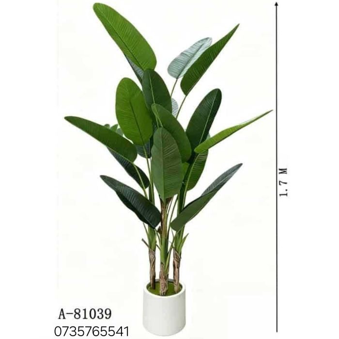 Pom artifical copac decorativ verde aspect natural Strelitia Yucca  Palmier Tropical