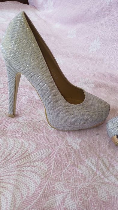 Pantofi platforma,argintii,Nr.37