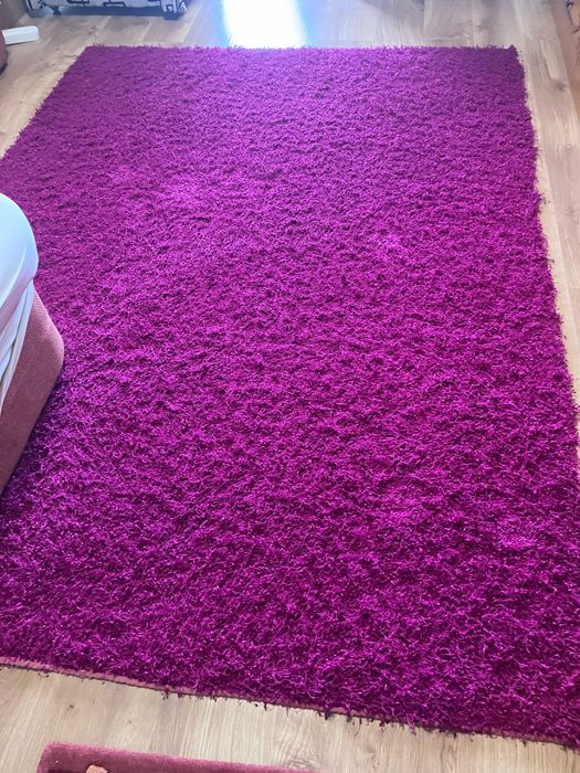Covor pufos din panglici, mov/fucsia – 230 × 170 cm