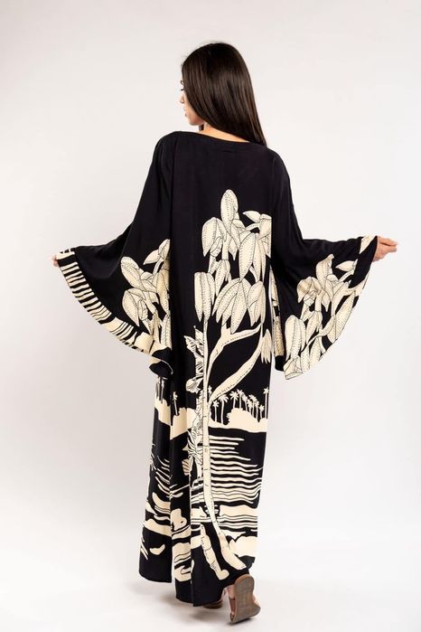 Уникална рокля 100% вискоза палми Дубай Италия Гърция