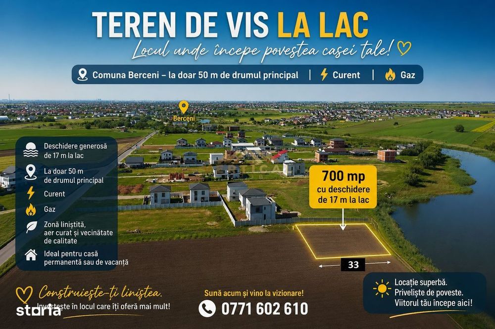 Teren Premium 700 mp, oportunitate, Berceni/ Vidra