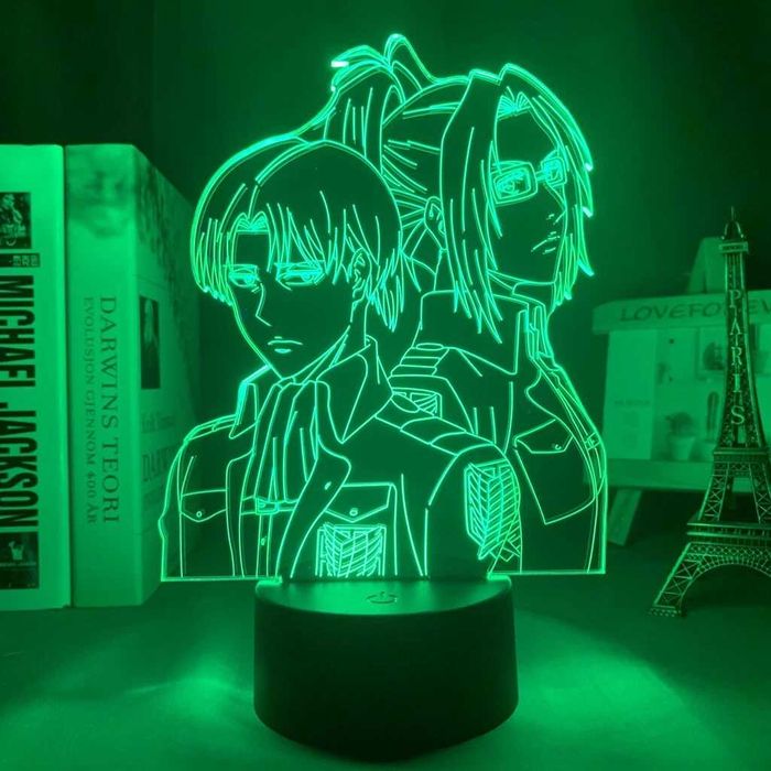 Атака на титаните Hange и Levi 7-цветна USB нощна лампа аниме 3D лампа