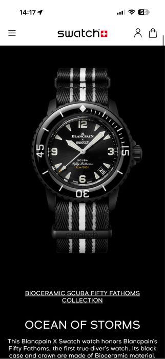 Часы Blancpain Swatch ремешок Hirsch