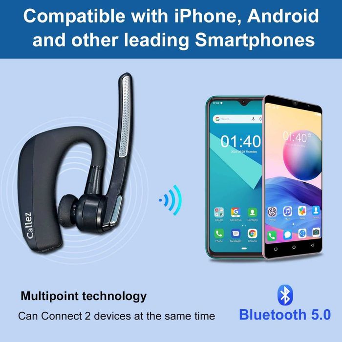 Bluetooth слушалка с двоен микрофон с шумопотискане за мобилен телефон
