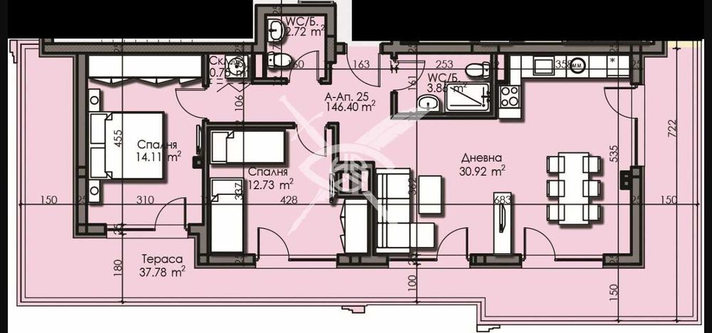 Тристаен апартамент в Изгрев 919-28180