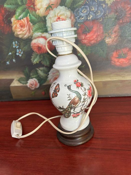 A288 veioza ceramica si lemn, 27cm H functionala