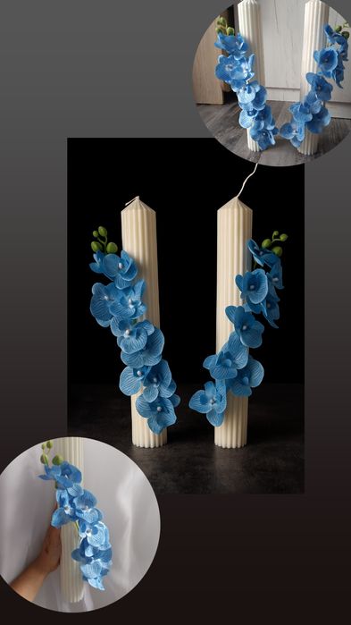 Set de 2 lumânări de cununie și buchet de mireasa