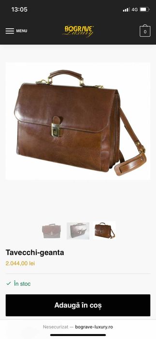 Servieta/geanta piele naturala lux maro TAVECCHI original NOU 50/31/11