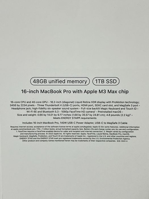 MacBook Pro 16inch M3 Max 48GB Ram 1TB ssd 40 core Midnight Black