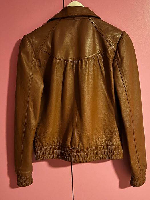 Италианско кафяво кожено яке ретро, S-M