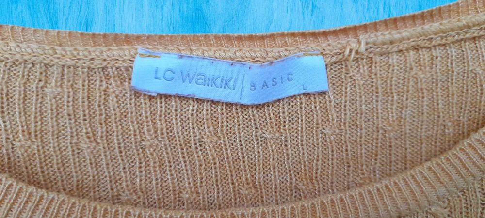 Pulover tricotat de culoare galben-mustar, masura S/M