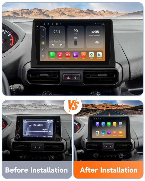Мултимедия 10″ Android 14 за CITROEN BERLINGO PARTNER 18-24г CARPLAY