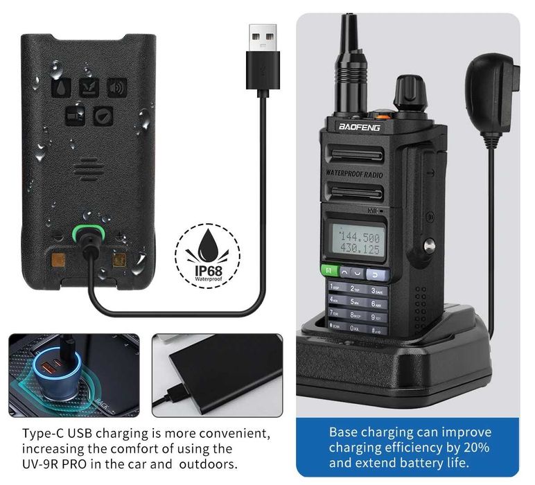 Statie portabila Baofeng UV9R PRO V2 2025, USB TIP C, NOUA