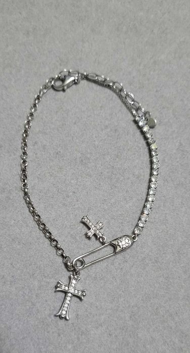Bratara argint rodiat punk/gotic chic, CZ