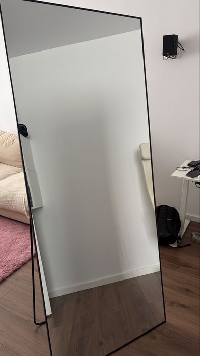 Oglinda Mare XXL de Podea si Perete 180x80 cm, Rama Metalica Neagra - NOUA