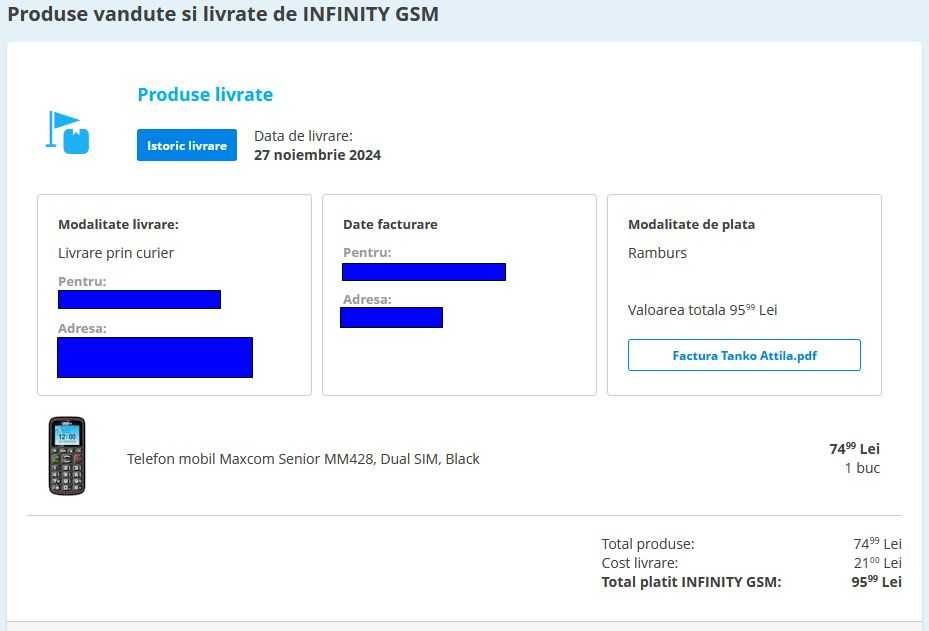 Telefon Maxcom MM428 Dual SIM – cu taste mari, nefolosit, ca nou
