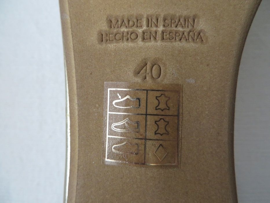 Нови испански сандали естествена кожа, 40, кафяво-злато-леопард