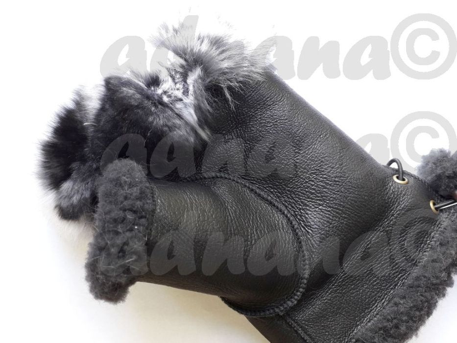 Manusi fara degete - confectionate din piele naturala imblanita