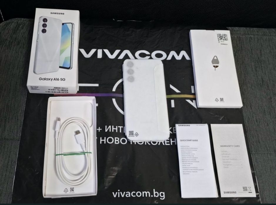 КАТО НОВ 128GB Samsung A16 5G +15w adaptor Гаранция Vivacom 2027г. Gr