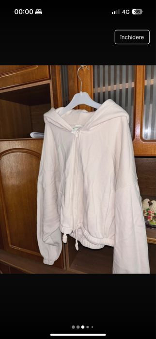 Hanorac H&M crem oversized crop - comfy fit | mărimea XL