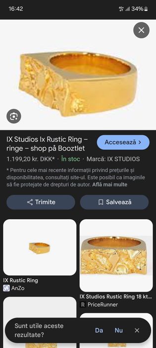 Inel argint IX STUDIOS rustic placat cu aur