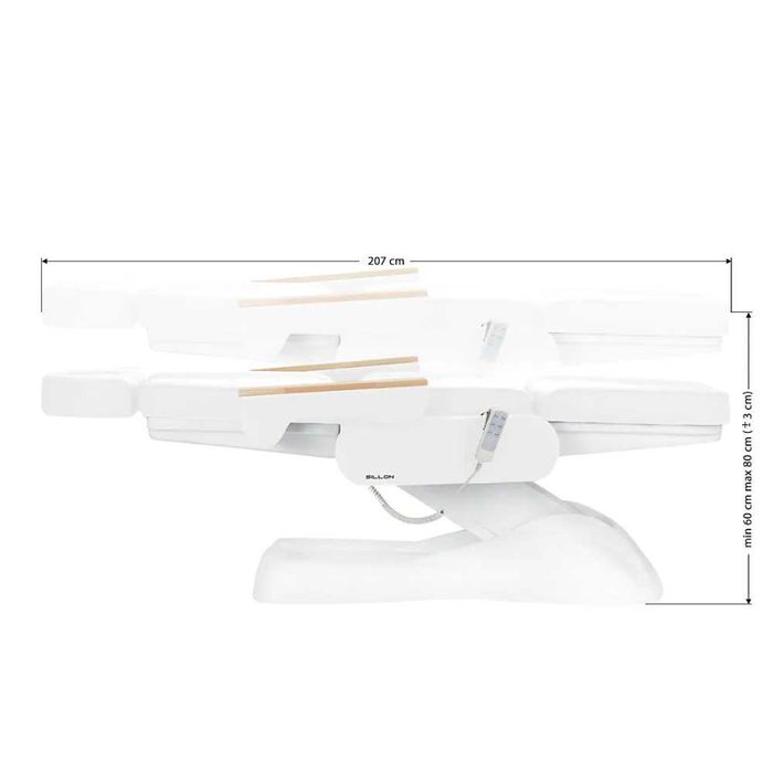 Scaun cosmetic electric Lux 273B – 3 motoare, tapițerie albă premium