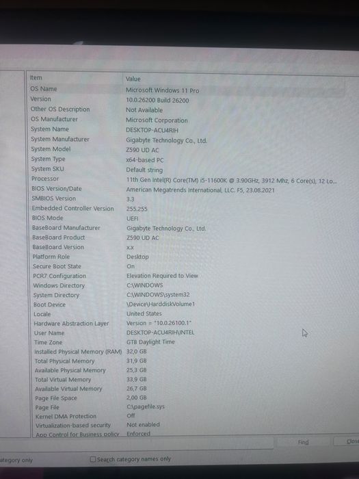 Pc i5-11600K , 3.90GHz