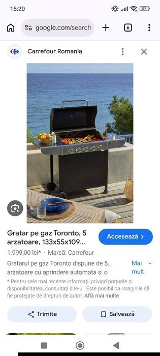 Grătar pe gaz cu suprafața de gătit