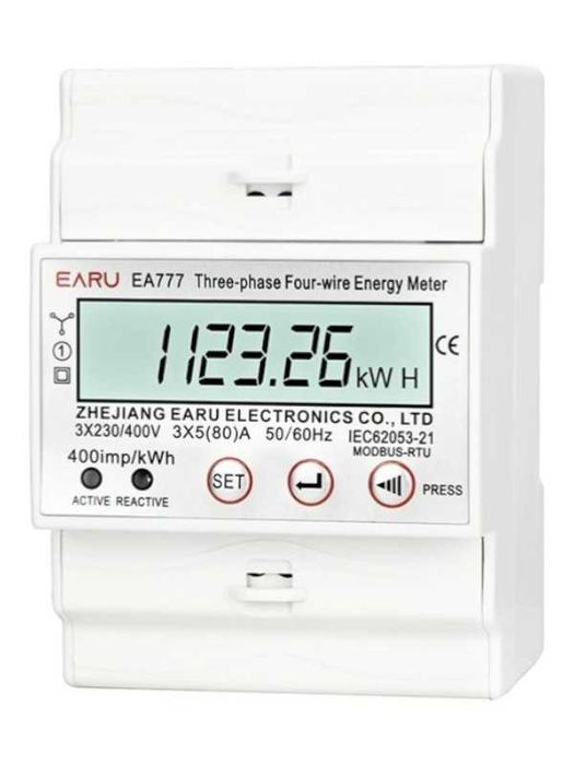 Contor electric trifazic, LCD, montaj sina DIN35, RS 485