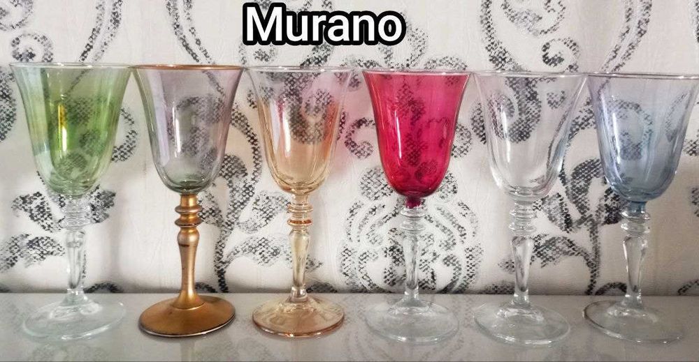 Комплект из 6 больших кубка для вина. 1970-е, Италия, Мурано, Венеция.