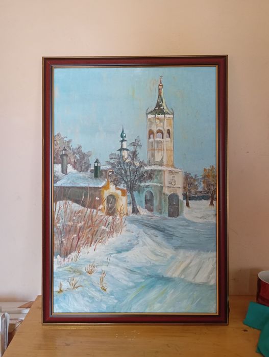 Зимняя картина маслом