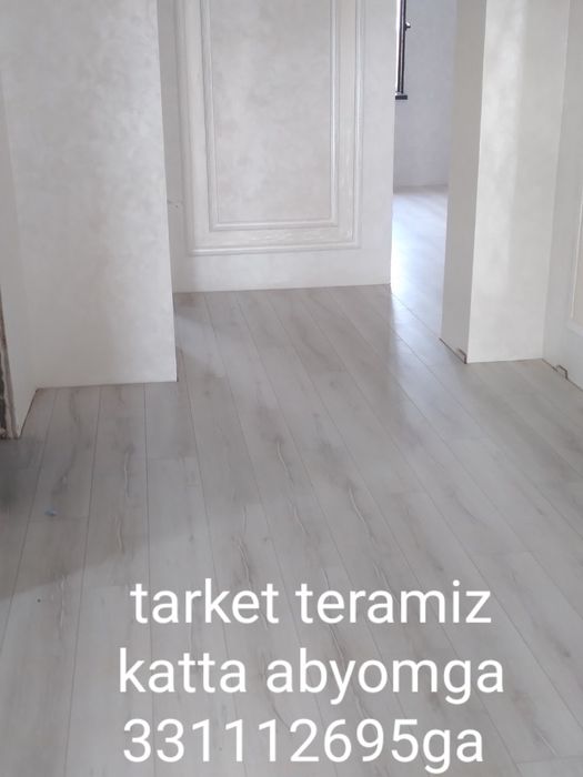Tarket teramiz relin yopishtiramiz nalivnoy pol quyamiz  mdf puluntuz