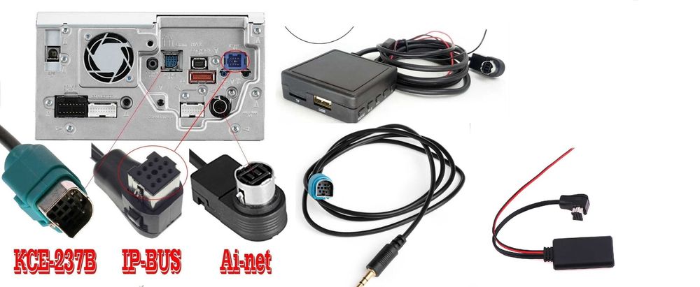 Адаптер AUX USB блютуз на Pioneer Alpine JVC Аудио кабель AUX