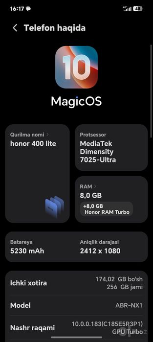 Honor 400 lite 5G