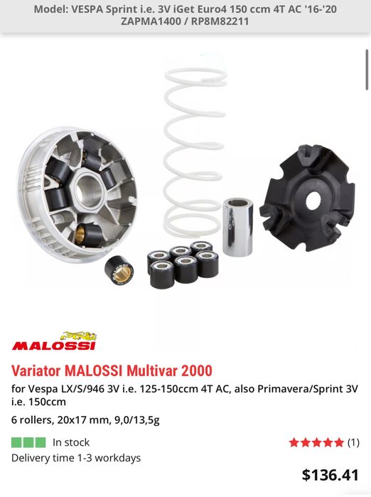 Malossi clutch kit vespa sprint primavera