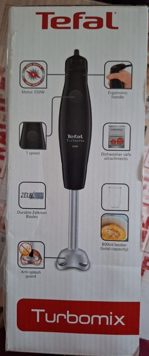 Mixer vertical Turbomix Tefal HB121838, 350W, Lame rezistente Zelkrom,