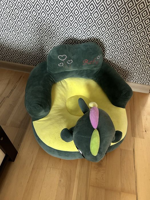 Fotoliu copii culoare verde cu galben, foarte lejer