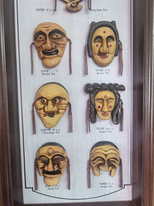 Tablou asiatic corean măști tradiționale