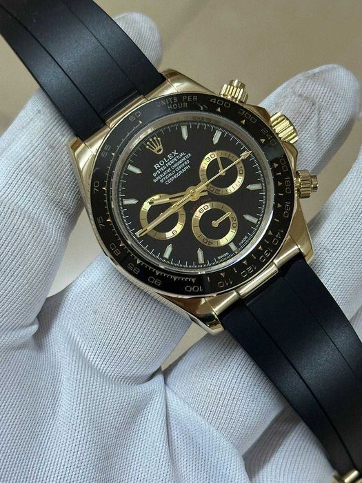 Rolex Daytona 40mm Yellow Gold Black Dial Oysterflex