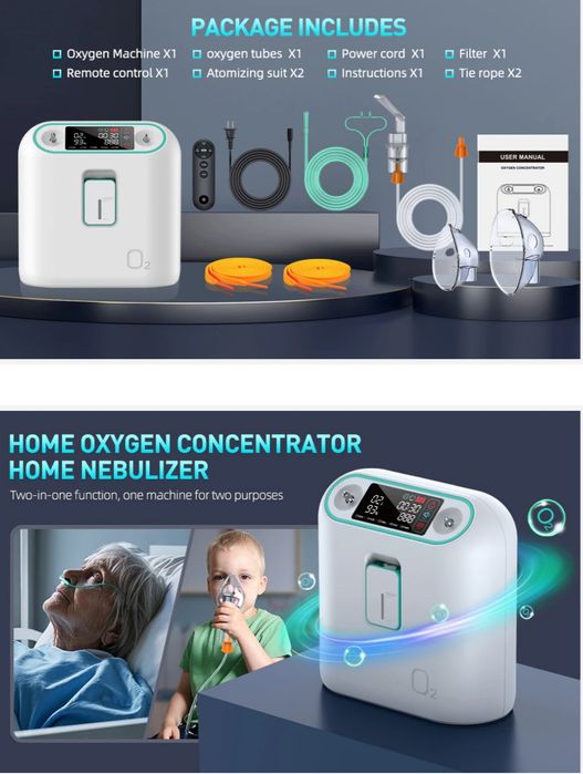 Concentrator oxigen 1-9L, nebulizator, aerosol, purificare aer, 6kg