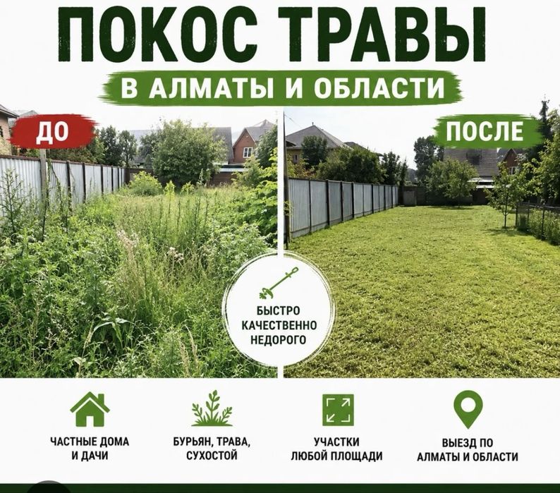 Покос травы, стич газона