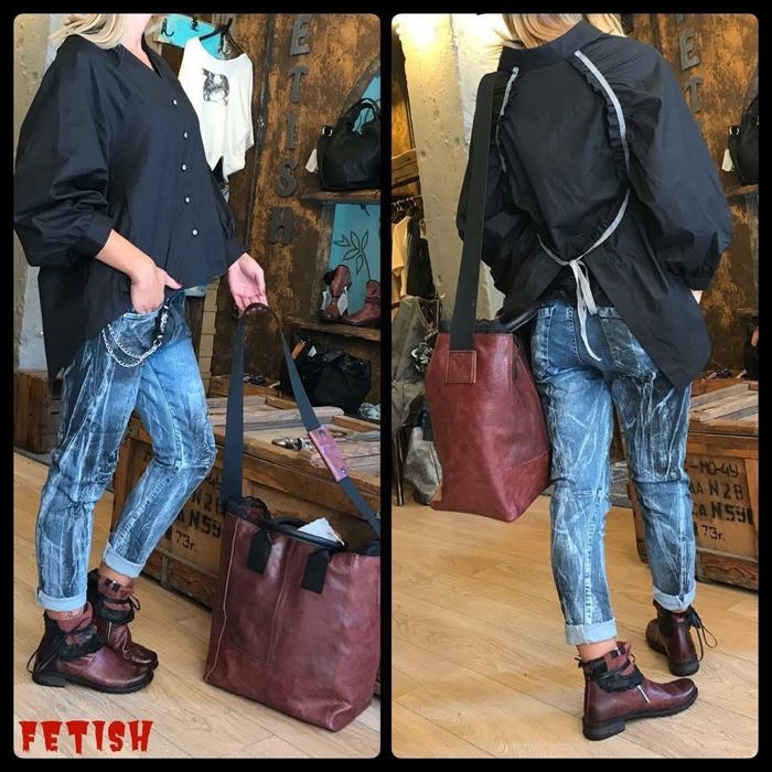 Fetish style! Комплект чисто нови боти и чанта от естествена кожа!