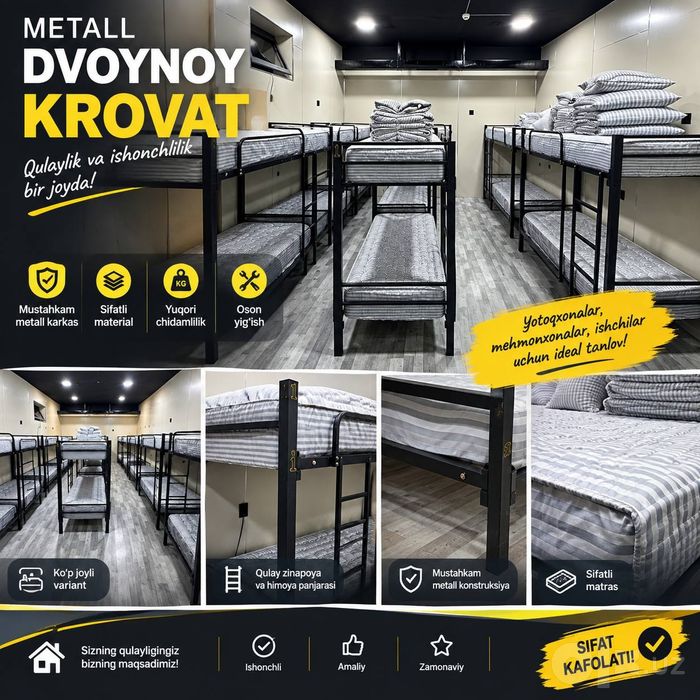 2 1qavatli temir karavat arzon narhda