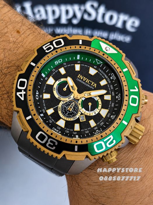 INVICTA Commandor Titanium green/gold 71 mm, Инвикта нов мъжки часовник