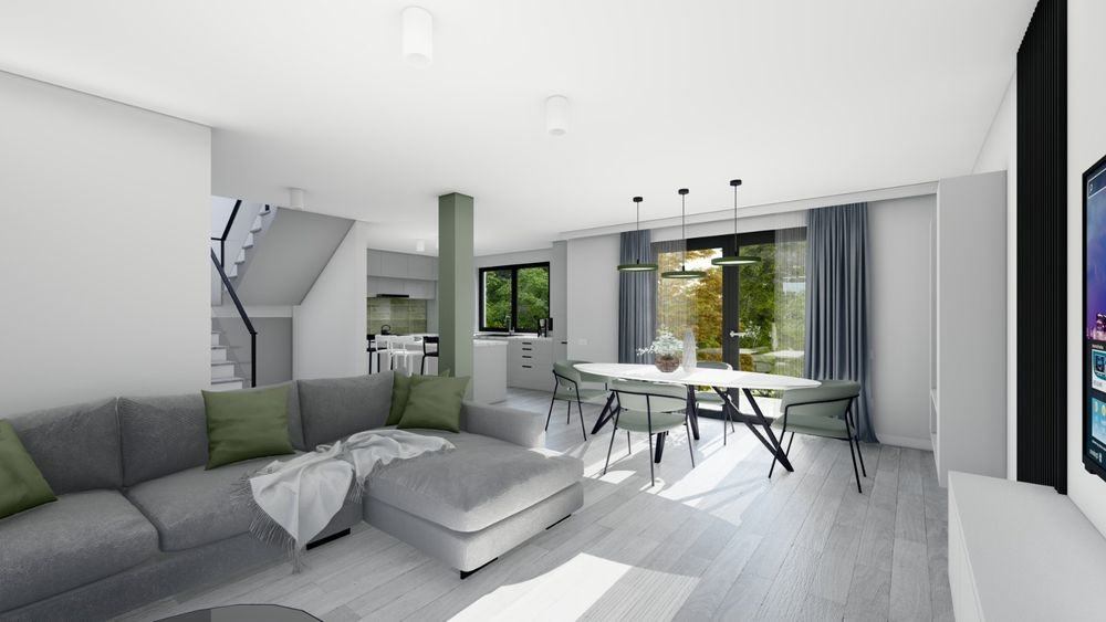 Casa noua singur în curte, duplex pe un nivel respectiv doua nivele.